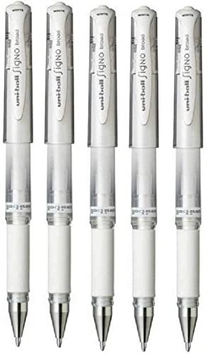 Uni-Ball Impact Gel-Kugelschreiber, breite Spitze, Weiß, 5 Stück