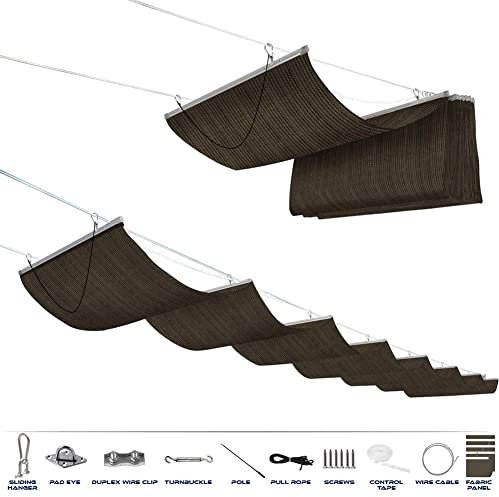 Kit Complet De Couverture D'ombrage pour Pergola Rétractable, Glisser sur L'auvent Suspendu par Fil Auvent De Voile D'ombrage Wave pour Terrasse en Treillis De Pergola en Bois