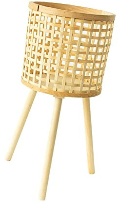 Colcolo Macetero Tejido de bambú, con Patas de Madera para apartamento con balcón, Medio