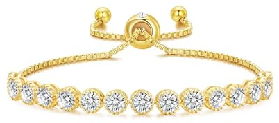 Philip Jones 18k Gold Plated Friendship Slider Bracelet with Zircondia® Crystals
