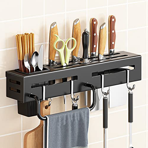 Melairy 30CM Utensilienhalter aus Edelstahl, multifunktional, zur Wandmontage, mit Löffel, Gabel und Essstäbchenhalter für Küche