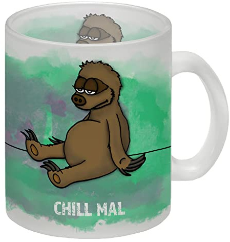 Chill mal Glas Tasse mit Faultier Motiv