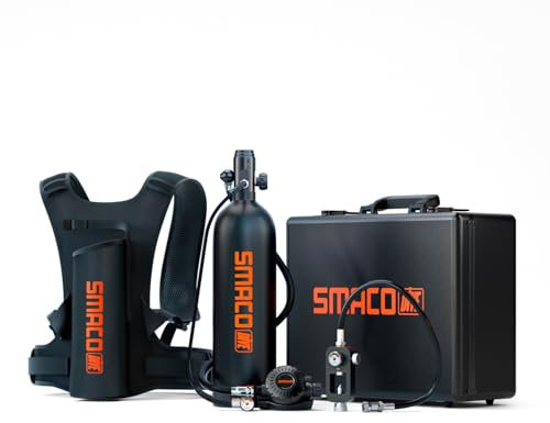 SMACO Mini Bouteille de Plongée S700 Plus 2L Petite Bouteille de Plongee Rechargeable Mini Bouteille d'oxygène Plongee 25-30 Minutes Bouteille Oxygene sous Marine Dispositif de Respiration