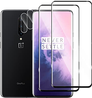 Pcircb [2+2 Stück] Schutzfolie für OnePlus 7 Pro/OnePlus 7T Pro Panzer Schutz Glas, 2 Stück Schutzglas und 2 Stück Kamera Schutzglas, 9H Härte Panzerfolie HD Displayschutzfolie