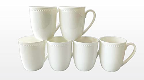 heritage Set of 6 White Castle Embossed Rim Mugs FINE Bone China Free UK DELIVERY