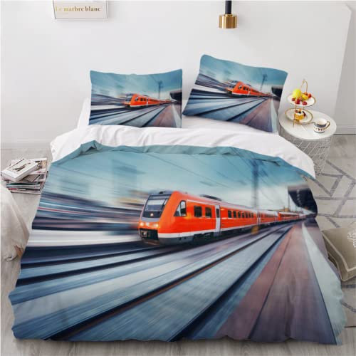 ELARCO Bettwäsche 220x240 3D Druck Mercedes-Zug hypoallergen Bettbezüge Zugplattform Bettwäsche Sets mit Reißverschluss 2 ZierKissenbezug 80x80 für Kinder Teenager Jungen Mädchen Erwachsene