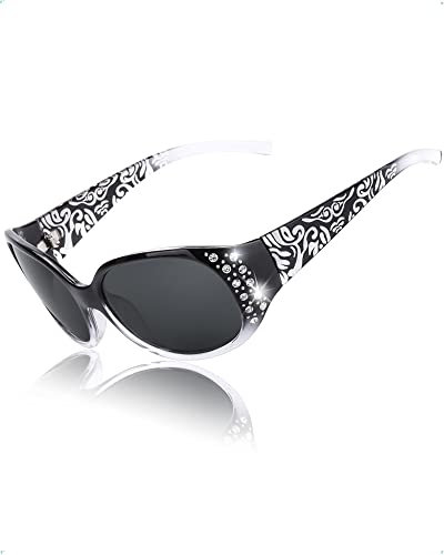 SIPHEW Polarisierte Sonnenbrille Damen Übergroße klassische Brille mit 400 UV-Schutz