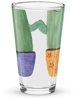 Mr. & Mrs. Panda Premium Trinkglas Kaktus Liebe - Geschenk, Cocktail Glas, Bierglas, Pint Glas, Freundschaft, Liebesbotschaft, Liebesnachricht,