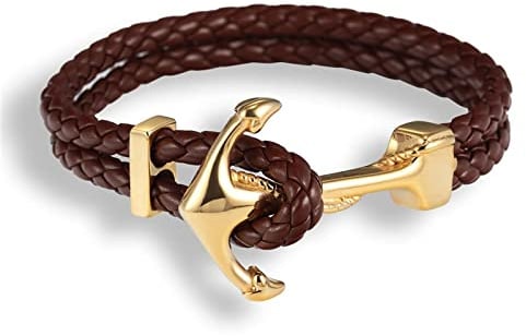 Bysonglezai Armband Herren Armbänder Armreif Damen Männer Geschenk Handgemachte Geflochtene Vintage Leder Anker Armbänder Männer Punk