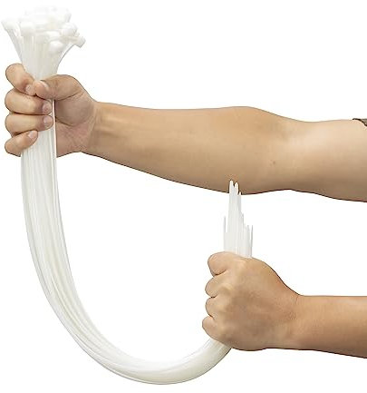 XINGO 100 Pezzi LungheFascette Plastica per Cablaggio Bianco, 600mm x 9mm, Resistenza Alla Trazione 80 kg, Fascette per cavi grandi Fascette in nylon