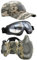 Yzpacc Airsoft Halbgesichtsmaske mit Brille Hut Set Taktische Masken Vollgesichtsmaske Paintball Maske Ohrenschutz Baseballkappe für CS Halloween und Cosplay Spiel, ACU + SCHWARZ