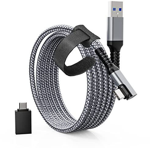 Tiergrade Link Cable 3M Compatible avec Meta Quest3/2/Pro, PICO4/Pro, USB A à C Cable Accessories avec transfert de données 5Gbps, câble USB3.0 tressé en nylon pour casque VR et PC de jeu
