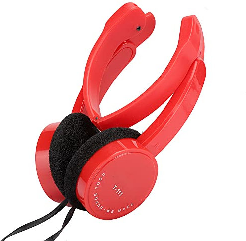 Cuffie pieghevoli per bambini, con cavo, stereo, con microfono, per smartphone e tablet (rosso)