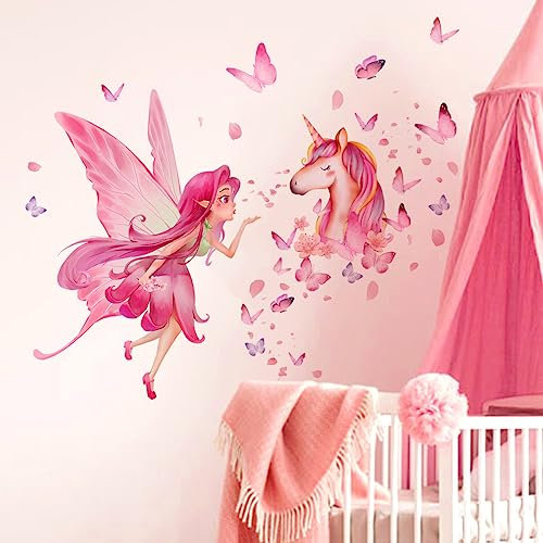 HGDESIGN® Wandtattoo Leuchtend Wandaufkleber Leuchtsticker Fee Elfe Pilz Wandsticker Wandbild Kinderzimmer Babyzimmer Schlafzimmer Kind Baby Mädchen Wanddeko (D)
