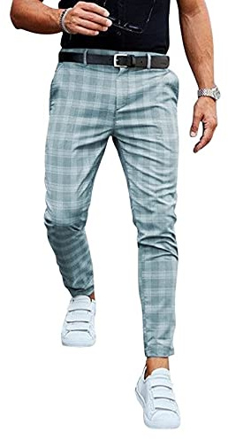 Pantalon Homme À Carreaux Pantalon À Carreaux Pantalon Long Regular Fit Stretch Motif À Carreaux Pantalon Homme Pantalon Homme Pantalon De Loisirs Pantalon De Pantalons pour hommes ( Color : Blue , Si