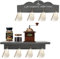 LYFJXX Lot de 2 Supports Muraux pour Tasses à Café avec 8 Crochets - Support en Bois avec Signe de Café, Organiseur de Coin pour Bar, Cuisine - Décor d'Angle (Gris)