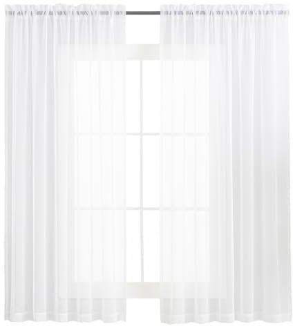 Gardinen Weiß Transparent - Voile Gardinen Wohnzimmer Modern - Luftige Soft und Sonnenlichtfilterung - Rod Pocket Sheer Curtains Vorhang Weiss Durchsichtig für Schlafzimmer, 2er Set H175 x B140CM