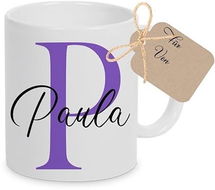 Manufaktur Liebevoll Personalisierte Tasse mit Namen Tasse personalisiert Name Namenstasse Teetasse personalisiert Buchstaben Tasse Geschenk (Lila)
