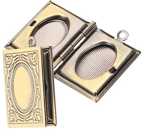 WRITWAA 2st Buchrahmen-anhänger Schmuck Chokerhalsketten Für Frauen Winziger Buchanhänger Diy Bastelzauber Messing Mann Halskette Medaillon Für Foto Fräulein Metall Jahrgang Kleines Buch