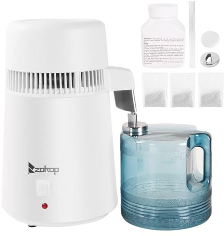 4L Water Distiller, Countertop Distilled Water Machine w/Container BPA-Free, 750W Water Purifier Machine Stainless Steel Interior, Water Filter Machine Distilling Pure Water Maker for Home Humidifier