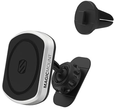 Scosche MP2DVM MagicMount Pro2 Magnetic Phone Holder Self Adhesive Car Dashboard with Removable Ventilation Clip Hands Free Compatible with MagSafe, iPhone 16/15/14/13/12 Series and More