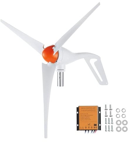 VEVOR Kit de Generador de Turbina Eólica 500 W 12 V 3 Palas Controlador MPPT Dirección del Viento Ajustable Velocidad de Arranque del Viento 2,5 m/s para Hogar, Granja, Vehículos Recreativos, Barcos
