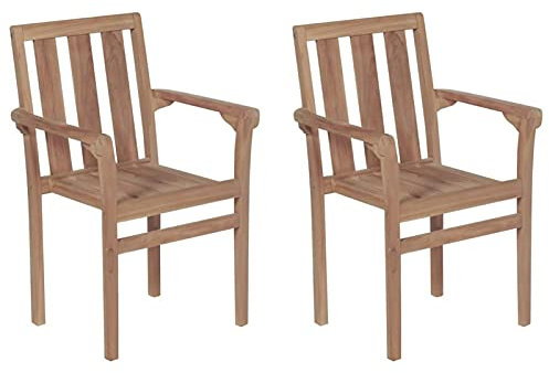 ShCuShan Stapelbare Gartenstühle 2 STK. Massivholz Teak Balkon Sessel Outdoor BalkonstüHle Outdoor Chair Set GartenstüHle Stapelbar