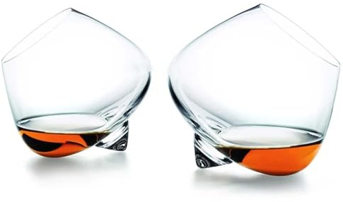 Set di 2 bicchieri da whisky rotanti in cristallo rock, per degustazione di whisky, bicchiere da whisky fresco