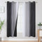 VEHEDE Schwarz und Weiß Farbverlauf Gardinen Wohnzimmer Thermovorhang gegen Kälte 2er Set Vorhänge Schlafzimmer mit Ösen, Verdunklungsvorhänge Blickdicht Ombre Kurz Fenster Küche, H 114 x B 107 cm