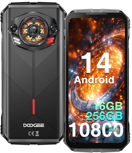 DOOGEE S Punk Rugged Smartphone Android 14, 16GB+256GB/1TB, 10800mAh 33W Charging, 126dB Super Speaker, 50MP+16MP, 6.58 FHD+,IP68 Waterproof/LED Light/4G Dual SIM/NFC/OTG/Face/Fingerprint Unlock