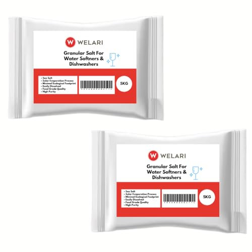 Welari Granular Salt for Water Softeners & Dishwashers 5kg Pack of 2 High Purity Sea Salt Easily Dissolved for Household Commercial Appliance Machines | (2pack) (10kg)