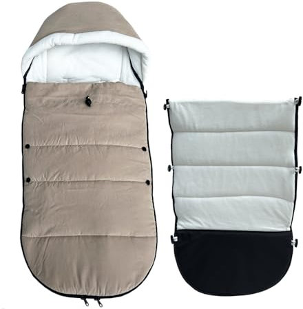 Colu Kid Universeller Fußsack für Kinderwagen, warm, kompatibel mit Babyzen YOYO – mit dicker Polsterung – weiches Futter und spritzwassergeschützte Oberfläche – maschinenwaschbar (Taupe)