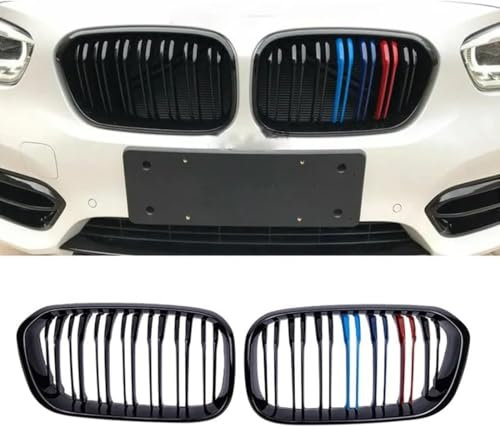 Alrens F20 F21 Nieren Schwarz Front Nieren Kühlergrill Gitter Passend für BMW 1er F20 F21 2015 2016 2017 2018 Facelift (LCI) 114 116 118 120 125 M135 M140 Doppelsteg Grill Glanz Schwarz