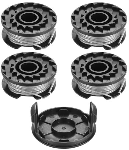 Bobine di Filo Decespugliatore per Bosch ART 23 SL 2300 23-28 26 SL, 4 Rotoli Ø1,6mm x 4,9m Bobine Rocchetto Filo Tagliabordi, Filo Tagliaerba F016800569 F016800385, con Cappuccio Decespugliatore