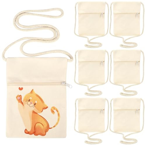 LPZMPZ 6 Stück Stoffbeutel zum Bemalen Taschen zum Bemalen für Kinder 17 x 13 cm Stofftasche zum Bemalen Kinder für Kinder Brustbeutel für Party, Schule, Geschenk