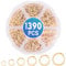 1390 Stück Biegeringe Kit, 6 Größen Jump Rings Gold Spaltringe Metall kettenring Offene Schmuckherstellung Ringe für Schmuck machen Armband Halskette Charms Reparatur (4mm 5mm 6mm 7mm 8mm 10mm)