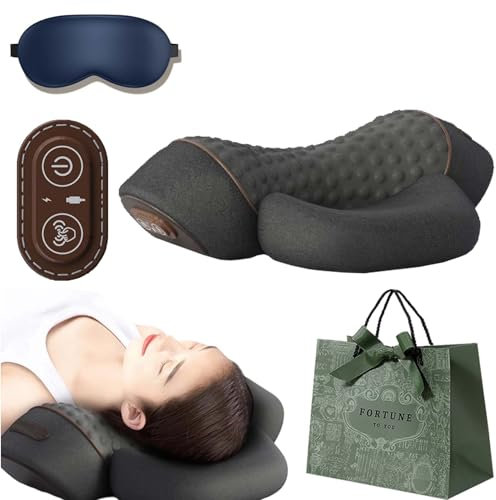 Callixe Thera Pillow Massage, Neck Pillow Cervical Memory Foam Pillows, Neck Massage Pillow for Neck Pain Relief, Ergonomic Orthopedic Bed Pillow (Massage + Heating + Lifting,Black)