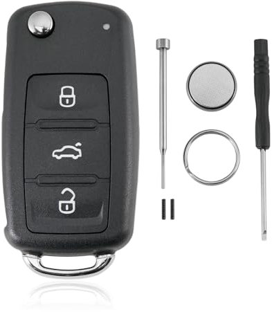 For VW Polo Key VW Scirocco Key Polo VW Battery Key Golf MK6 Key Fob Fob Beetle Caddy Transporter Eos Sharan Tiguan Touran 3 Buttons Car Key Fob Case Battery CR2032 Pin Removal Tool