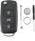 For VW Polo Key VW Scirocco Key Polo VW Battery Key Golf MK6 Key Fob Fob Beetle Caddy Transporter Eos Sharan Tiguan Touran 3 Buttons Car Key Fob Case Battery CR2032 Pin Removal Tool