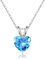 TINGN Herz Halskette für Mama, 925 Sterling Silber Anhänger Kette März Geburtsstein Aquamarin Kette für Damen Hochzeitstag Schmuck Geburtstags Geschenk für Sie Freundin Frau