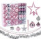 Truevaste Weihnachtskugeln, 60er Set Christbaumkugeln Kunststoff, Mit Baumkronensterne, Weihnachtsbaumkugeln für Christbaumschmuck, Enthält viele Stile, Rosa und Silber
