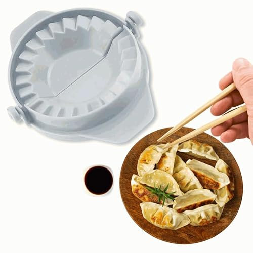 CHEFZOCO Molde empanadillas, Molde para dumplings, Molde para empanadas, Molde gyozas, Sellador de empanadillas, Prensa para empanadillas, Longitud total del molde 10 cm, Plástico, Blanco