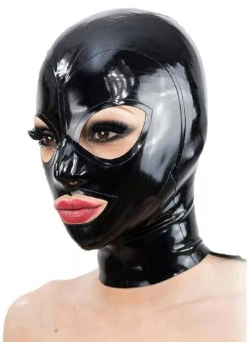 Kangxinsheng Schwarze Latex Mask,Naturkautschuk Maske Unisex,Geeignet für Cosplay Club Maskerade Kostüme-XL
