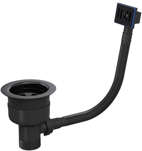 Liquida TFO739MB TOP-FIX 90mm Matt Black Basket Strainer Waste with Overflow
