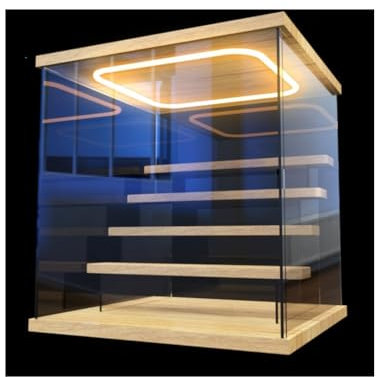 XLIHAWY Vitrina Acrílico Transparente, Caja Exhibición Apilable con Luz LED, Organizador Almacenamiento 2, 3, 4 O 5 Niveles para Objetos Colección Figuras Acción(32x30x32.5cm)