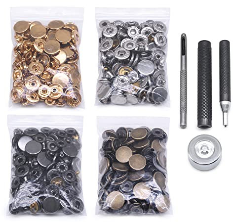 Jamsinmu 120 Set Rivets Cuir Double Cap Rivets Tubulaires Métal Rivets Rapides pour Artisanat Cuir Réparation et Décoration 12.5mm(633#)