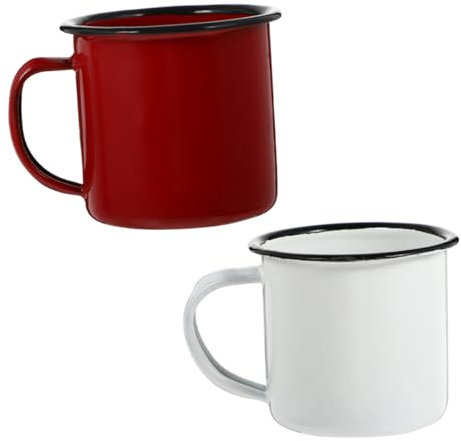 OKUMEYR 2 Piezas Vaso De Antiguo Tazas De Café Antiguas Bebida Taza De Esmalte De Viaje Copas De Vino Taza De Jugo De Fiesta Taza De Moca Tazas De Picnic Taza De Vino Planchar Rojo