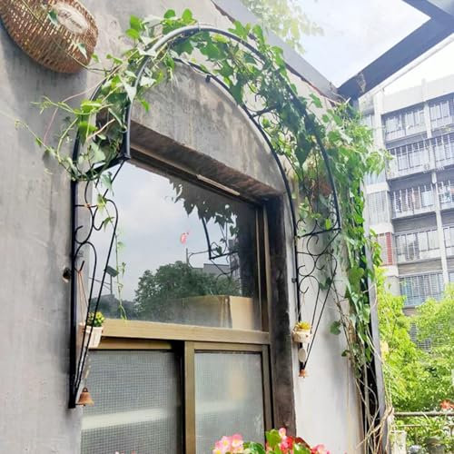 Arche de jardin demi-ronde en fer forgé pour plantes grimpantes dans les patios, fenêtres, jardins et porches