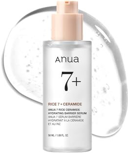ANUA RICE CERAMIDE 7 HYDRATING BARRIER SERUM, aufhellendes, feuchtigkeitsspendendes Serum für das Gesicht, Reis, Hyaluronsäure, Niacinamid, nicht komodogen, Glashaut, 50 ml/1,69 fl.oz.