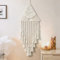 ASTNIC Makramee Wandbehang Geometrischer Traumfänger mit Quasten Gewebte Dreamcatcher Boho, Traumfänger Haus Dekoration für Home Ornament Geschenke Schlafzimmer 70 cm (Beige)